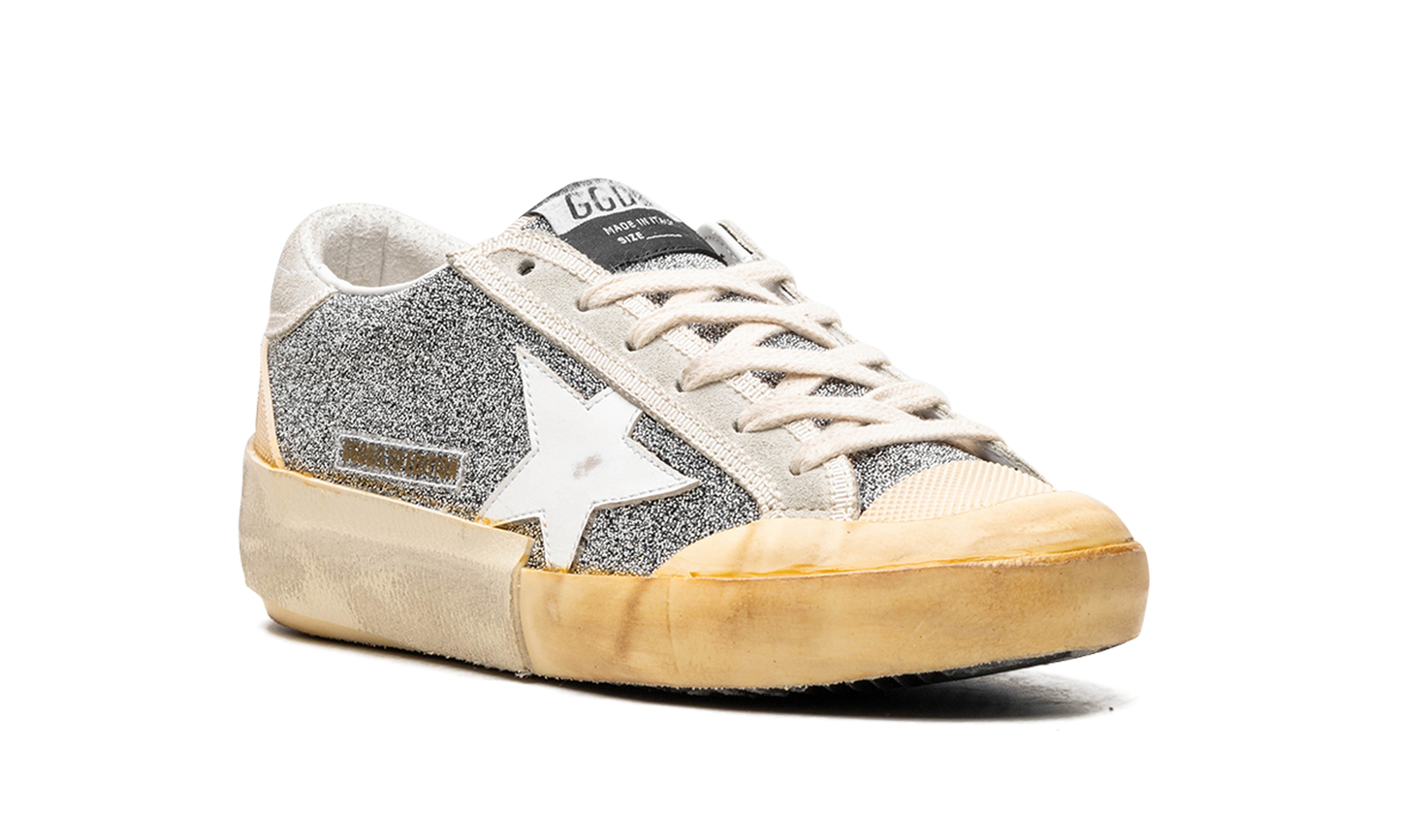SUPER-STAR CRYSTAL UPPER LEATHER STAR CRYSTAL TOE AND TONGUE SUEDE HEEL RUBBER SPUR "SILVER WHITE ICE VANILLA"