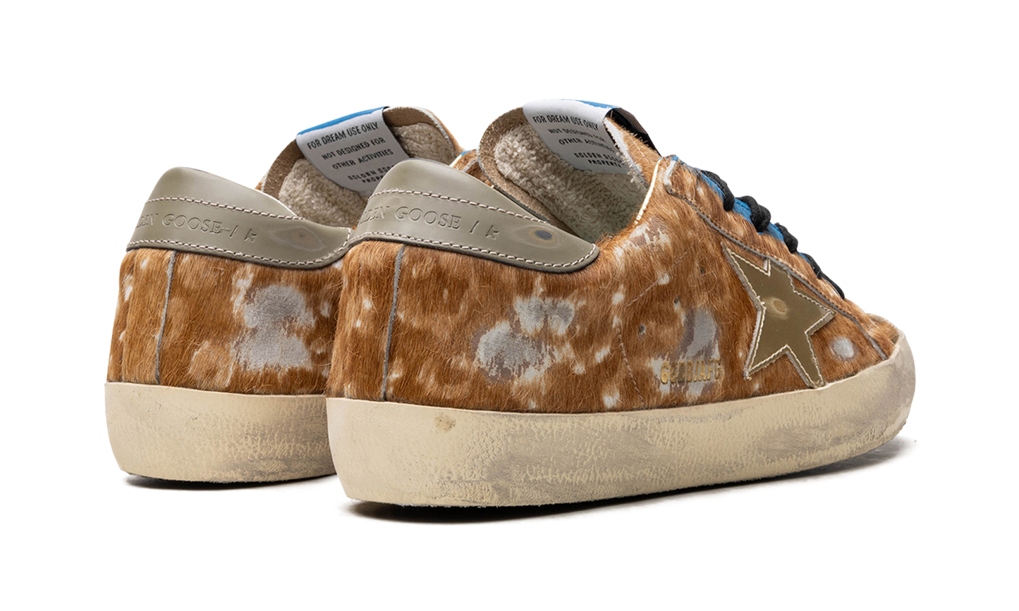 SUPER-STAR LEOPARD HORSY UPPER PAINTED NABUK TOE MIRROR STAR SHINY HEEL "LEO HAZELNUT LIGHT GREY GOLD GREY BLUE"