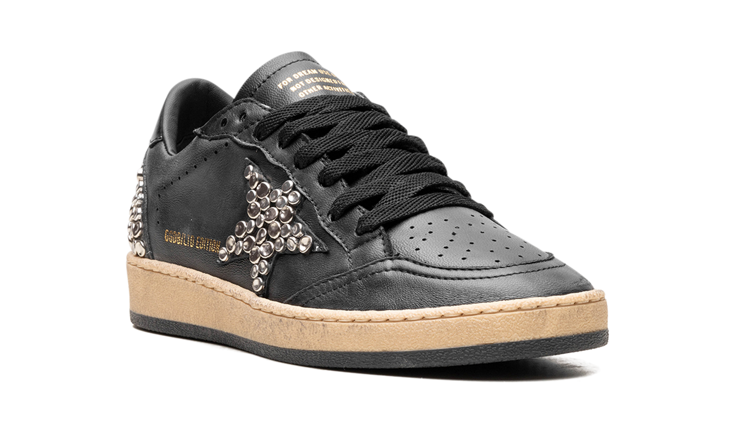 BALL STAR NAPPA UPPER AND SPUR LEATHER STAR SHINY LEATHER HEEL WITH STUDS "BLACK" GWF00117.F004375.90100