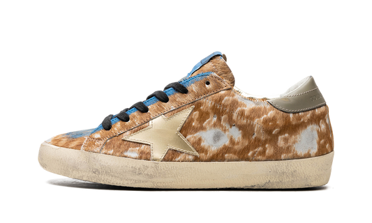 SUPER-STAR LEOPARD HORSY UPPER PAINTED NABUK TOE MIRROR STAR SHINY HEEL "LEO HAZELNUT LIGHT GREY GOLD GREY BLUE"