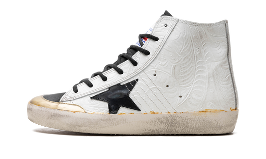 FRANCY PENSTAR FLOWERS PRINTED SUEDE UPPER AND LIST NYLON TOE LEATHER STAR "WHITE GOLD BLACK"