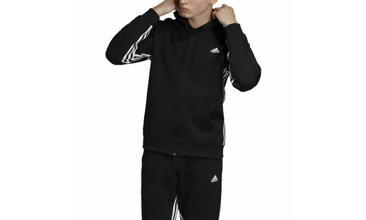 Must Haves 3 Stripe Full Zip Hoodie "Black / White" DX7657